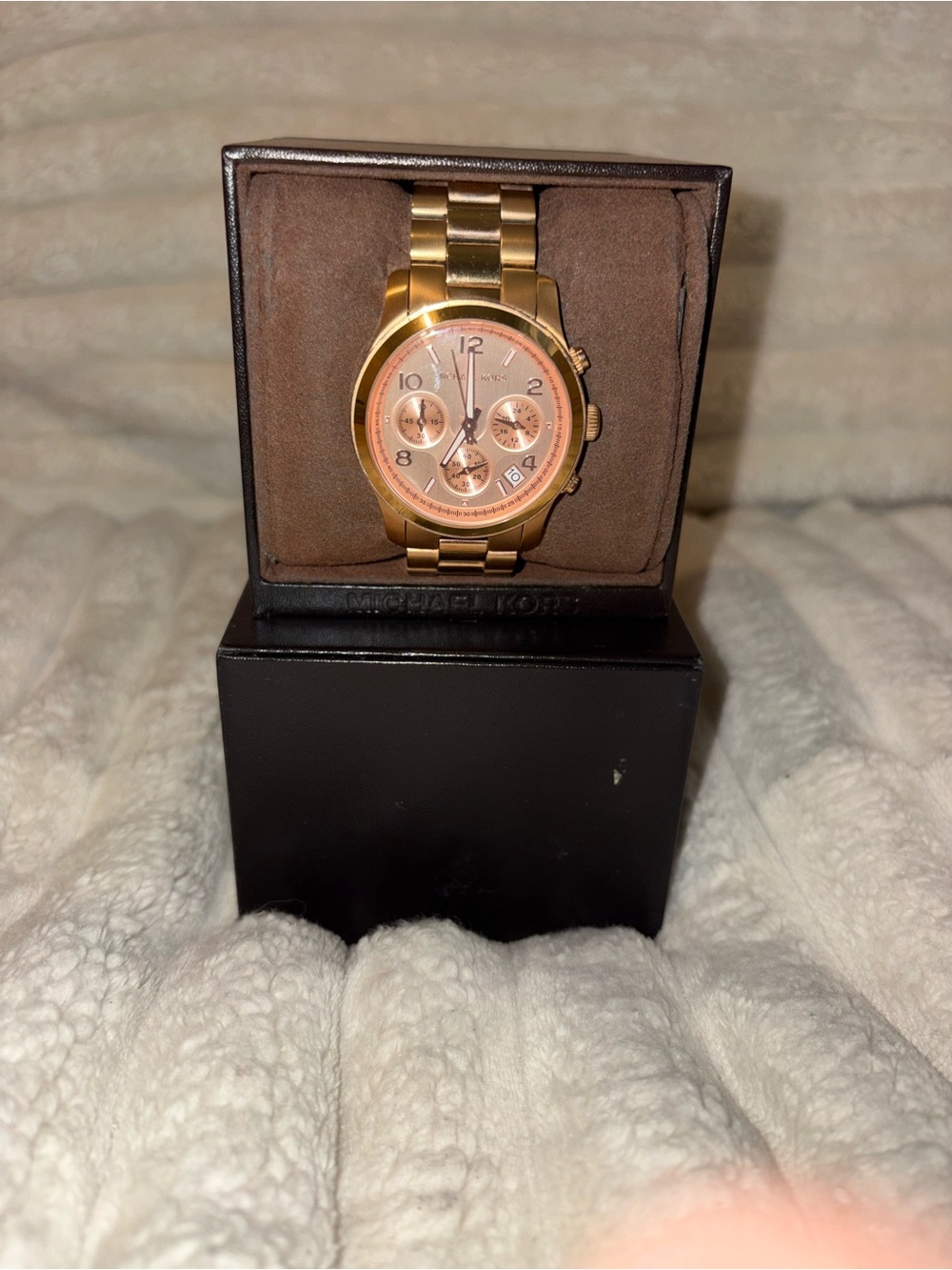 Michael Kors Rose Gold Chronograph Watch MK5128 – Box & Extra Links